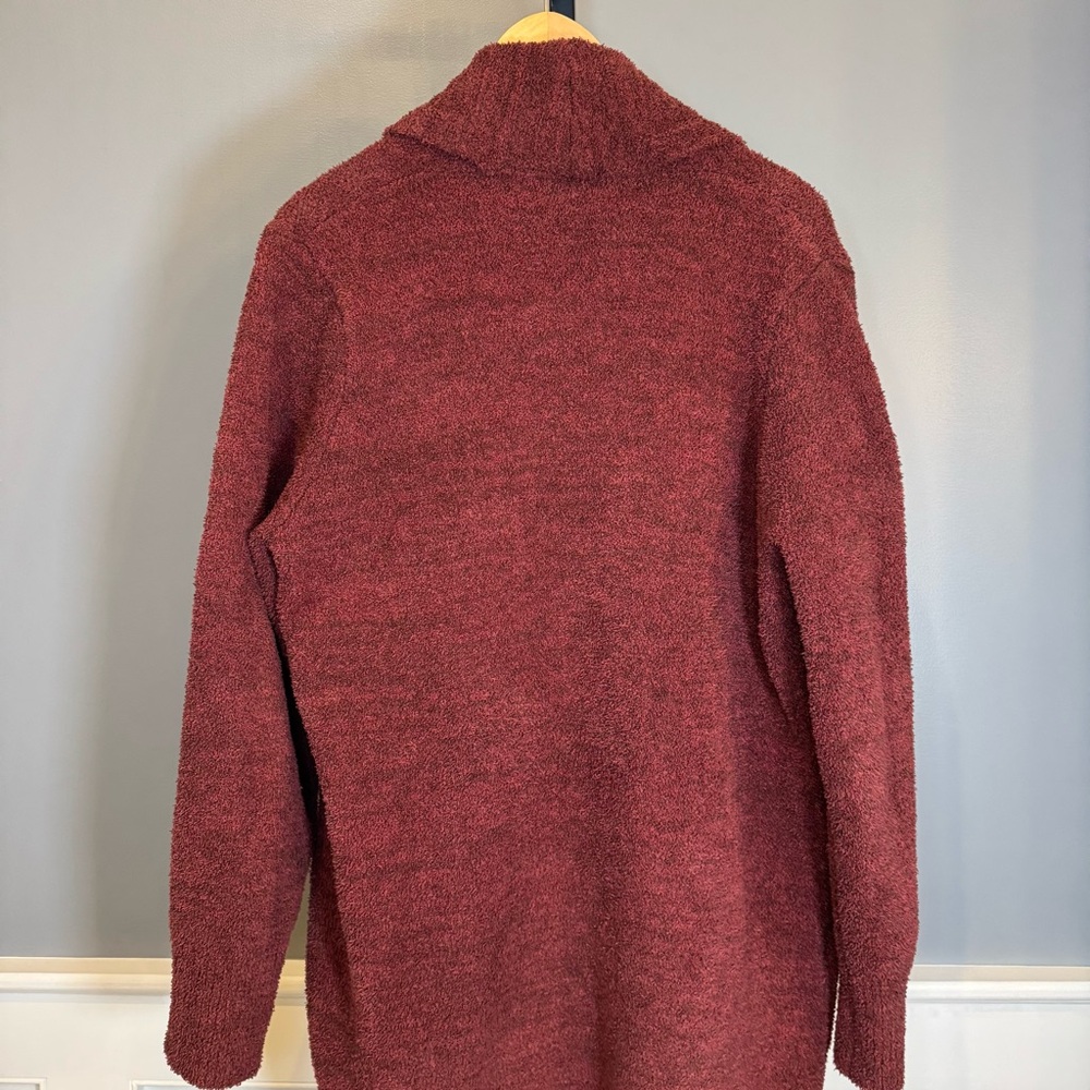 Barefoot Dreams Women CozyChic Cali Cardigan Size M Maroon Long Open Front - Picture 7 of 10